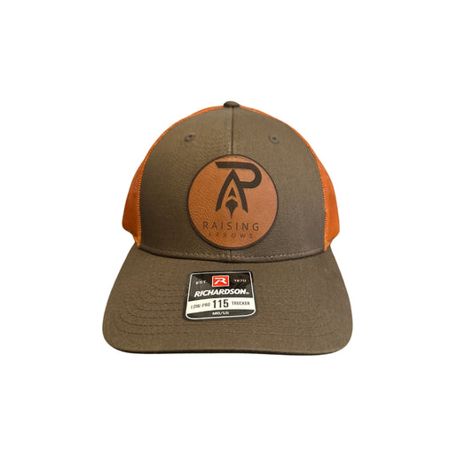 Richardson Green & Orange Leather Patch hat