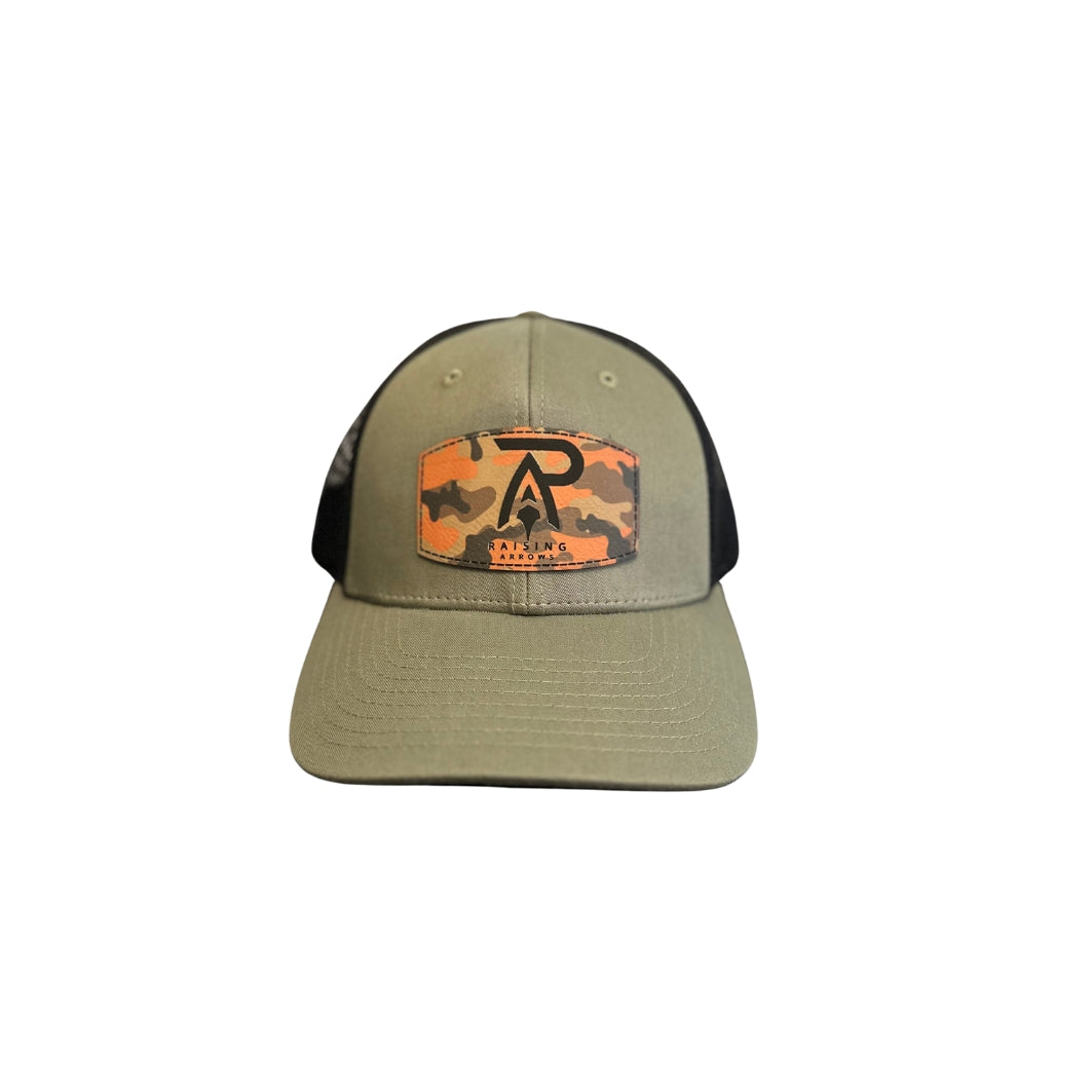 Richardson Green & Black Leather Patch Hat