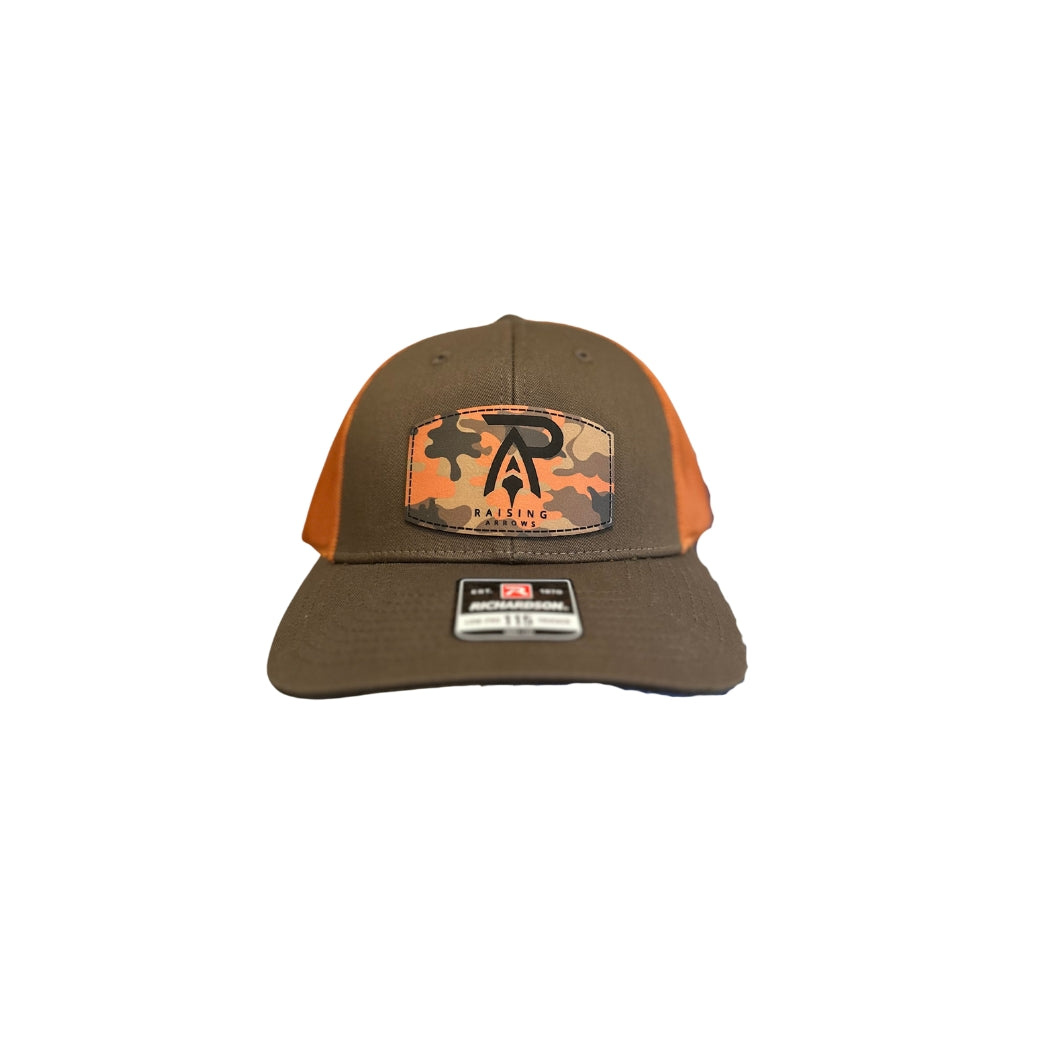 Richardson Green & Orange Leather Patch hat