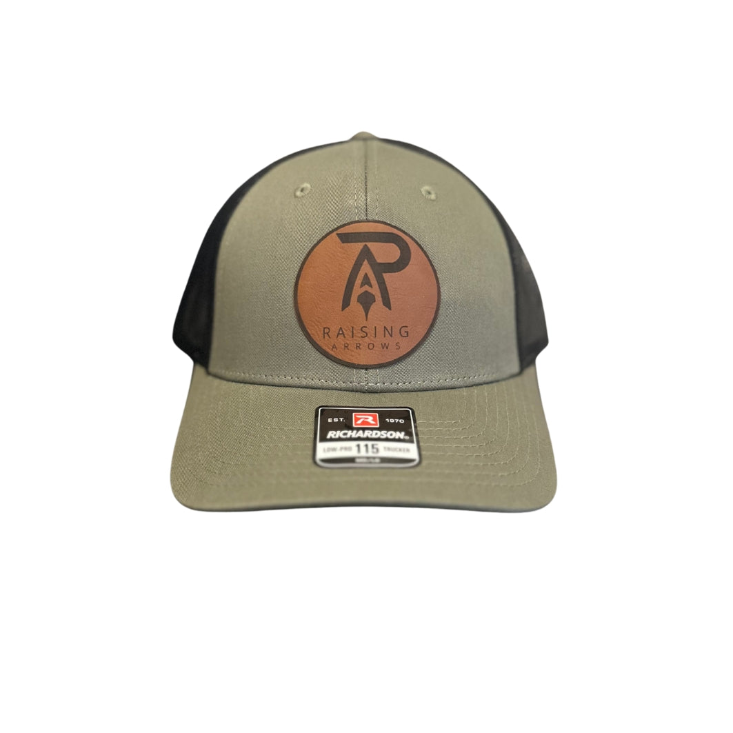 Richardson Green & Black Leather Patch Hat